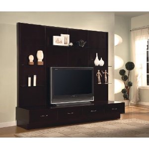 Best Furniture Contemporary Design Walnut Finish Media Storage TV 